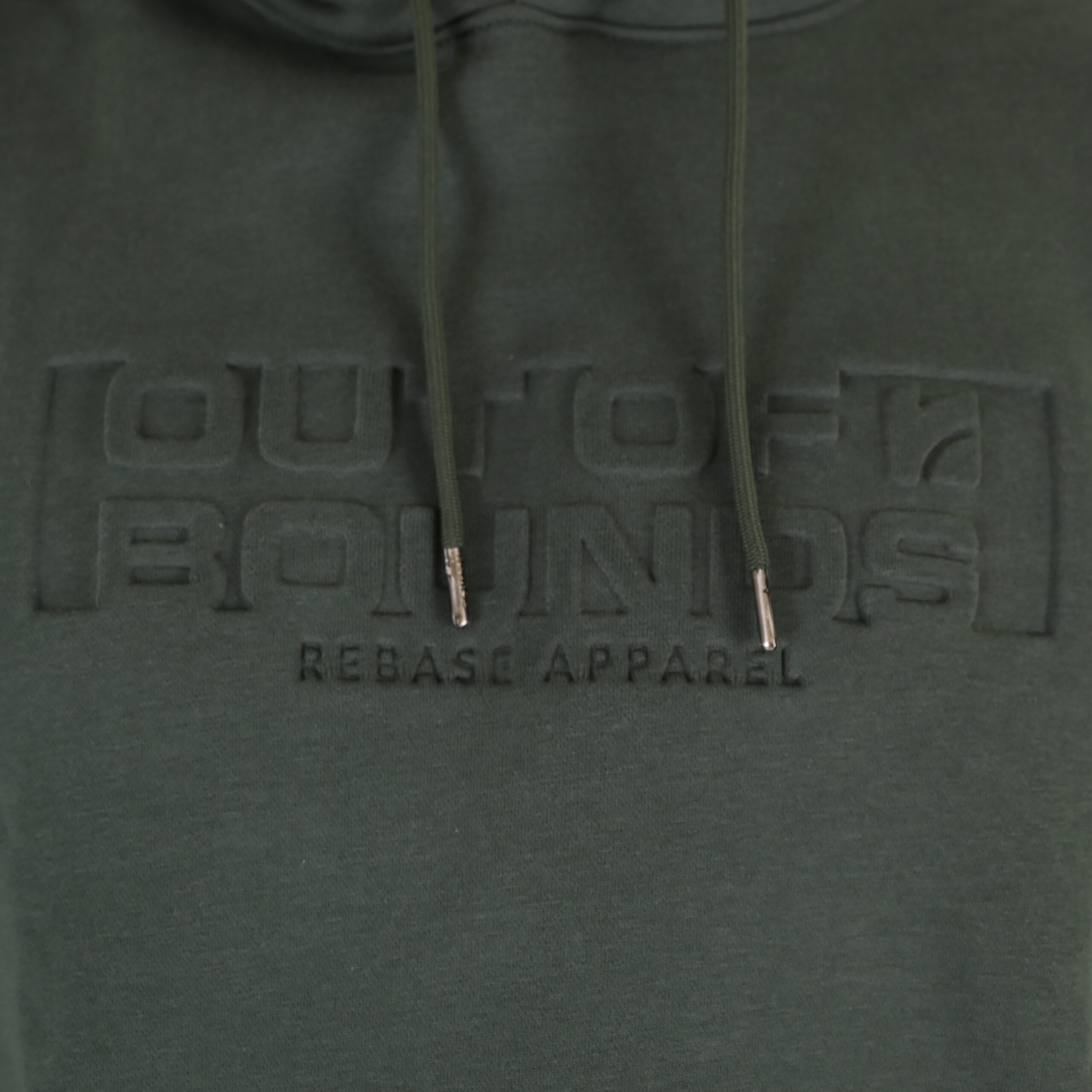 262RTOP-1103 HOODIE WITH PRESSED-EMBOSSED PRINT (BRUSHED FLEECE) MOSS GREEN - Image 5