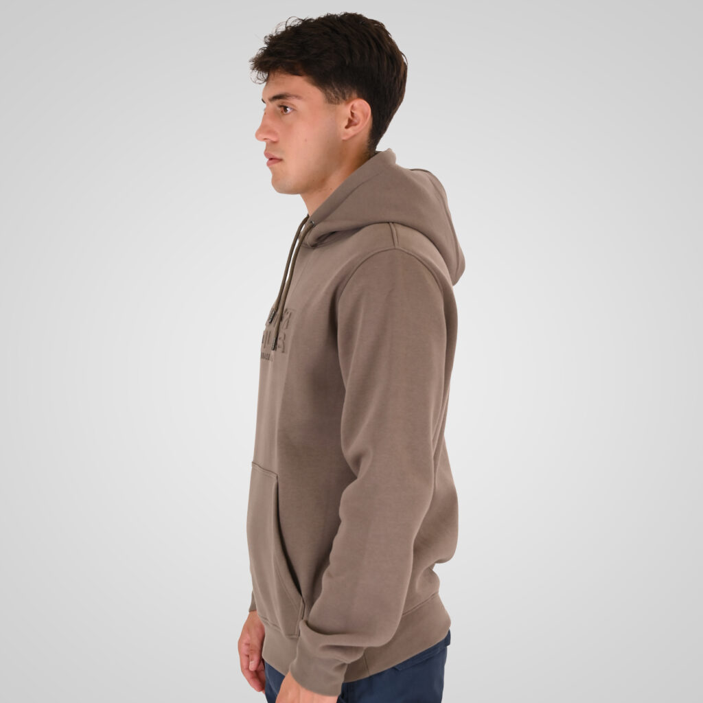 262RTOP-1103 HOODIE WITH PRESSED-EMBOSSED PRINT (BRUSHED FLEECE) TAUPE
