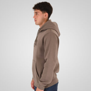 262RTOP-1103 HOODIE WITH PRESSED-EMBOSSED PRINT (BRUSHED FLEECE) TAUPE - Image 3