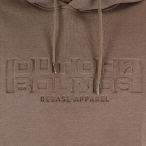 262RTOP-1103 HOODIE WITH PRESSED-EMBOSSED PRINT (BRUSHED FLEECE) TAUPE - Image 5