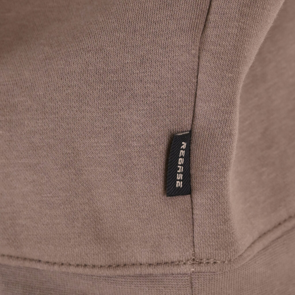 262RTOP-1103 HOODIE WITH PRESSED-EMBOSSED PRINT (BRUSHED FLEECE) TAUPE