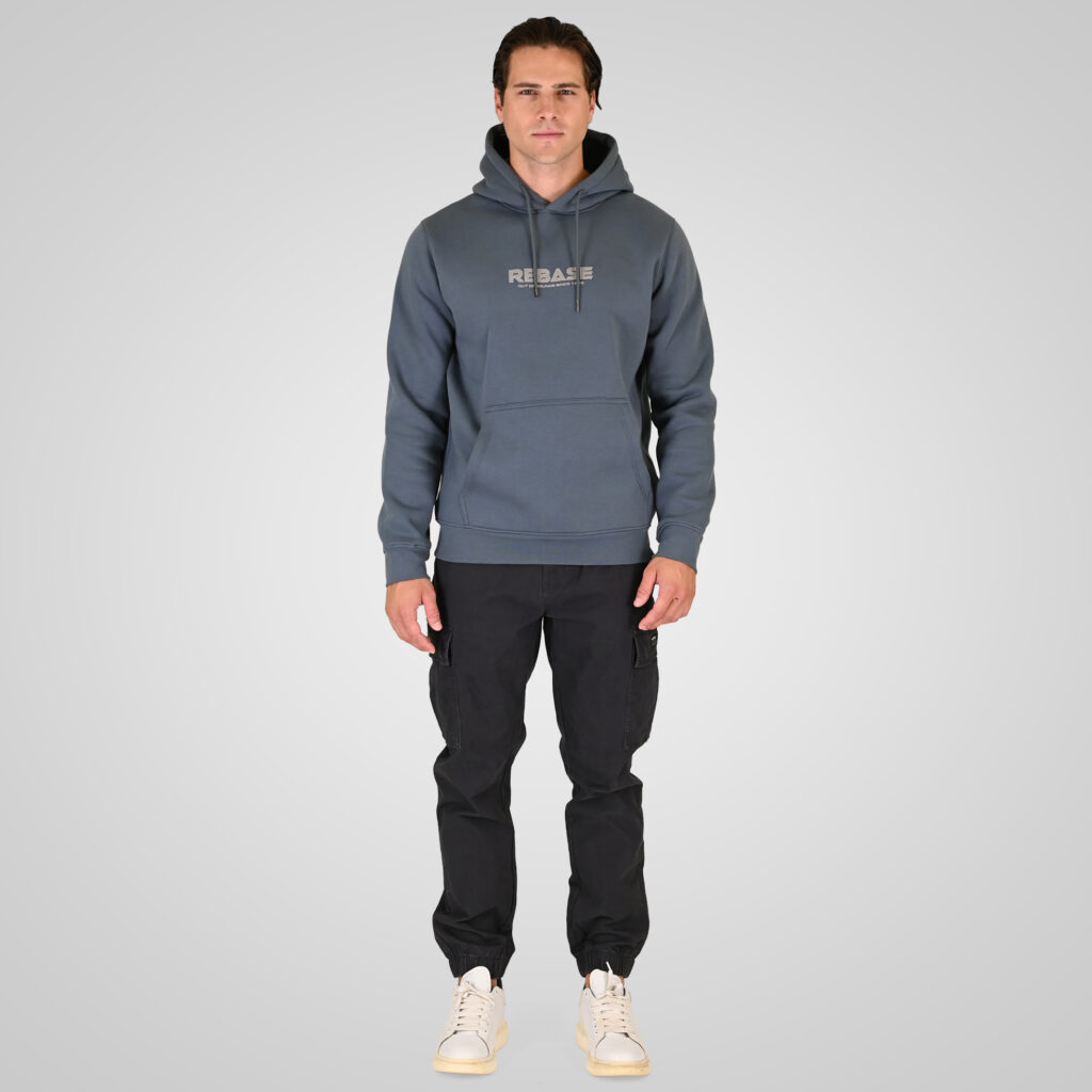 262RTOP-1105 HOODIE WITH 3D HIGH DENSITY PRINT (BRUSHED FLEECE) STONE BLUE