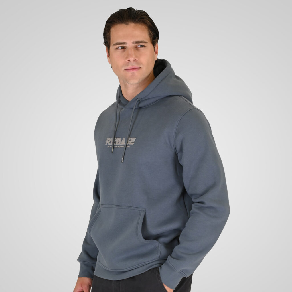 262RTOP-1105 HOODIE WITH 3D HIGH DENSITY PRINT (BRUSHED FLEECE) STONE BLUE