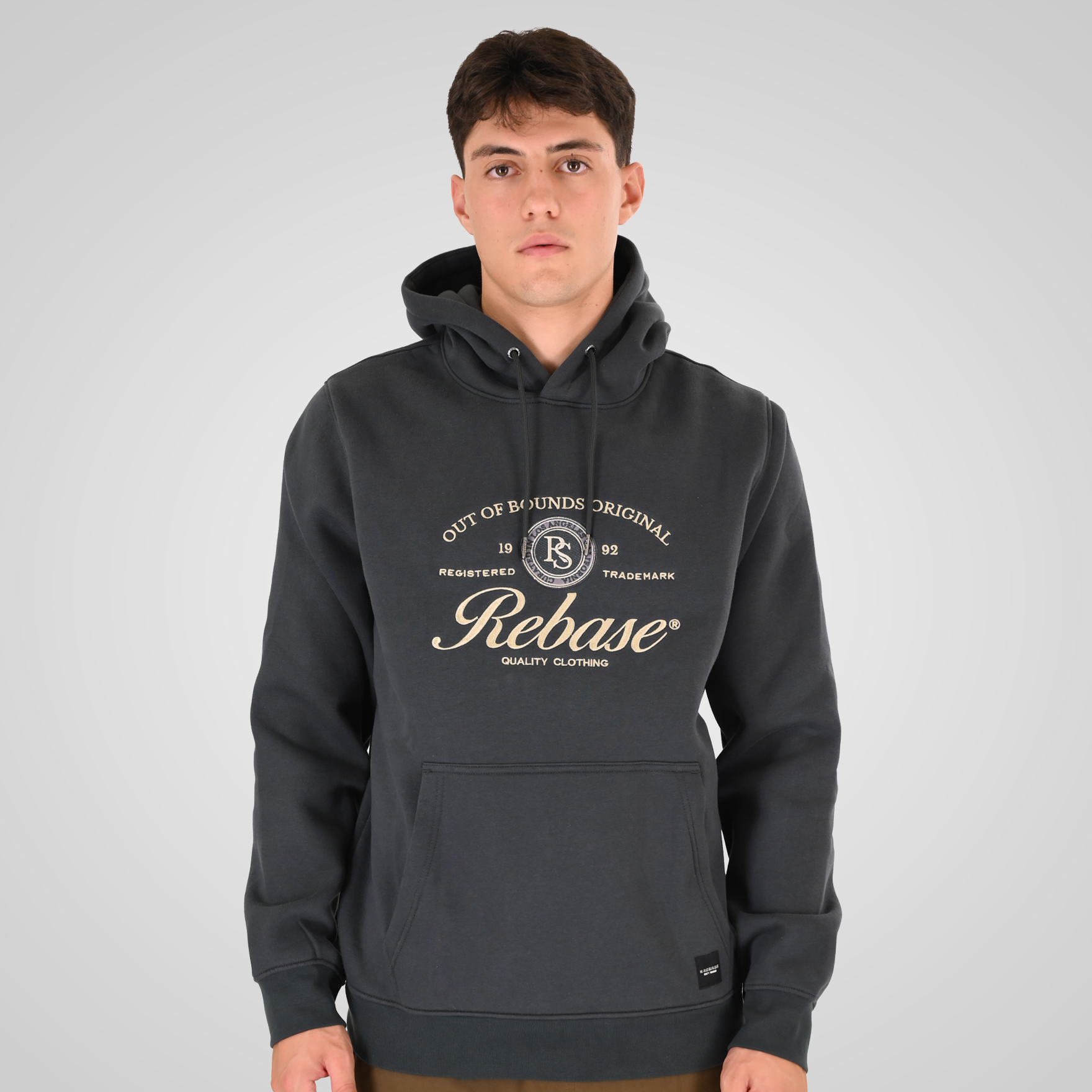 262RTOP-1106 HOODIE WITH MOTIF (BRUSHED FLEECE) ANTHRACITE - Image 1