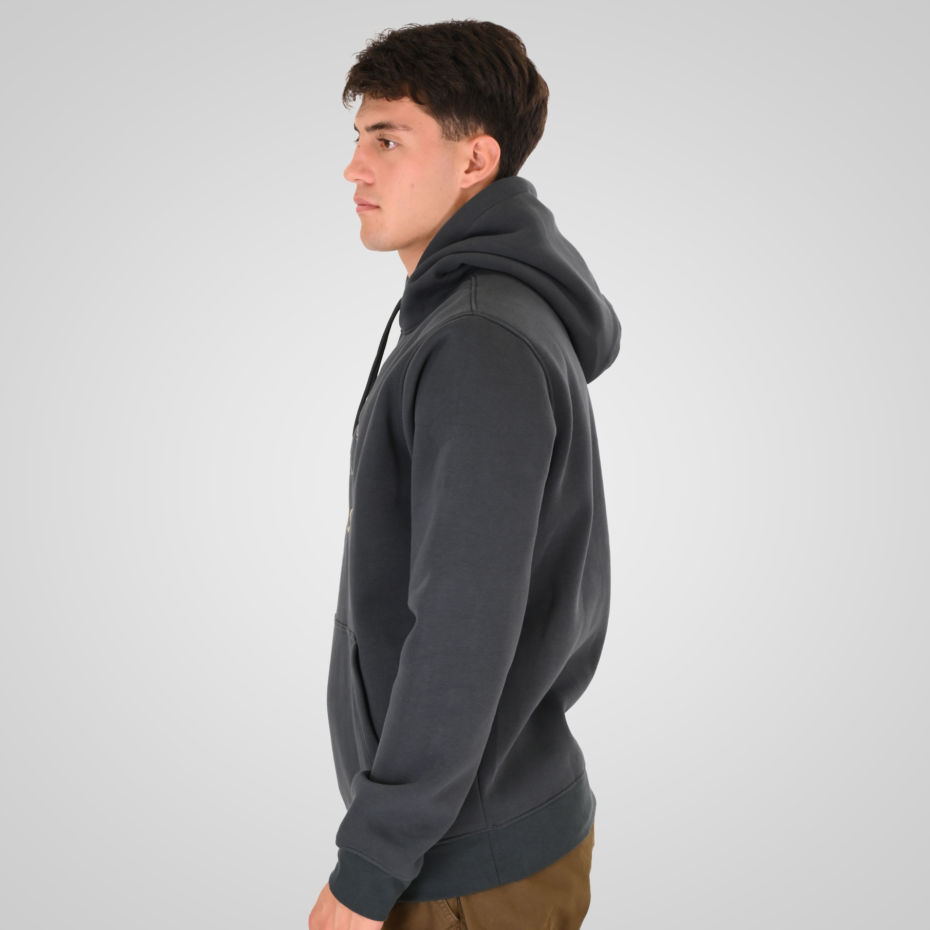 262RTOP-1106 HOODIE WITH MOTIF (BRUSHED FLEECE) ANTHRACITE - Image 3