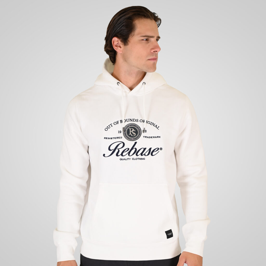 262RTOP-1106 HOODIE WITH MOTIF (BRUSHED FLEECE) OFF WHITE