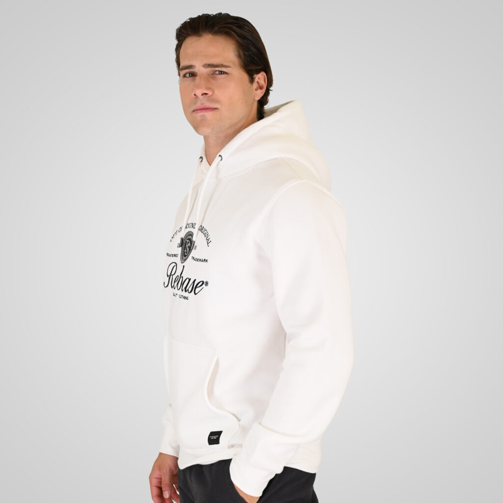 262RTOP-1106 HOODIE WITH MOTIF (BRUSHED FLEECE) OFF WHITE