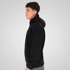 262RTOP-1107 HOODIE WITH SINGLE PRESSED PRINT (RELAXED FIT) (BRUSHED FLEECE) BLACK - Image 3
