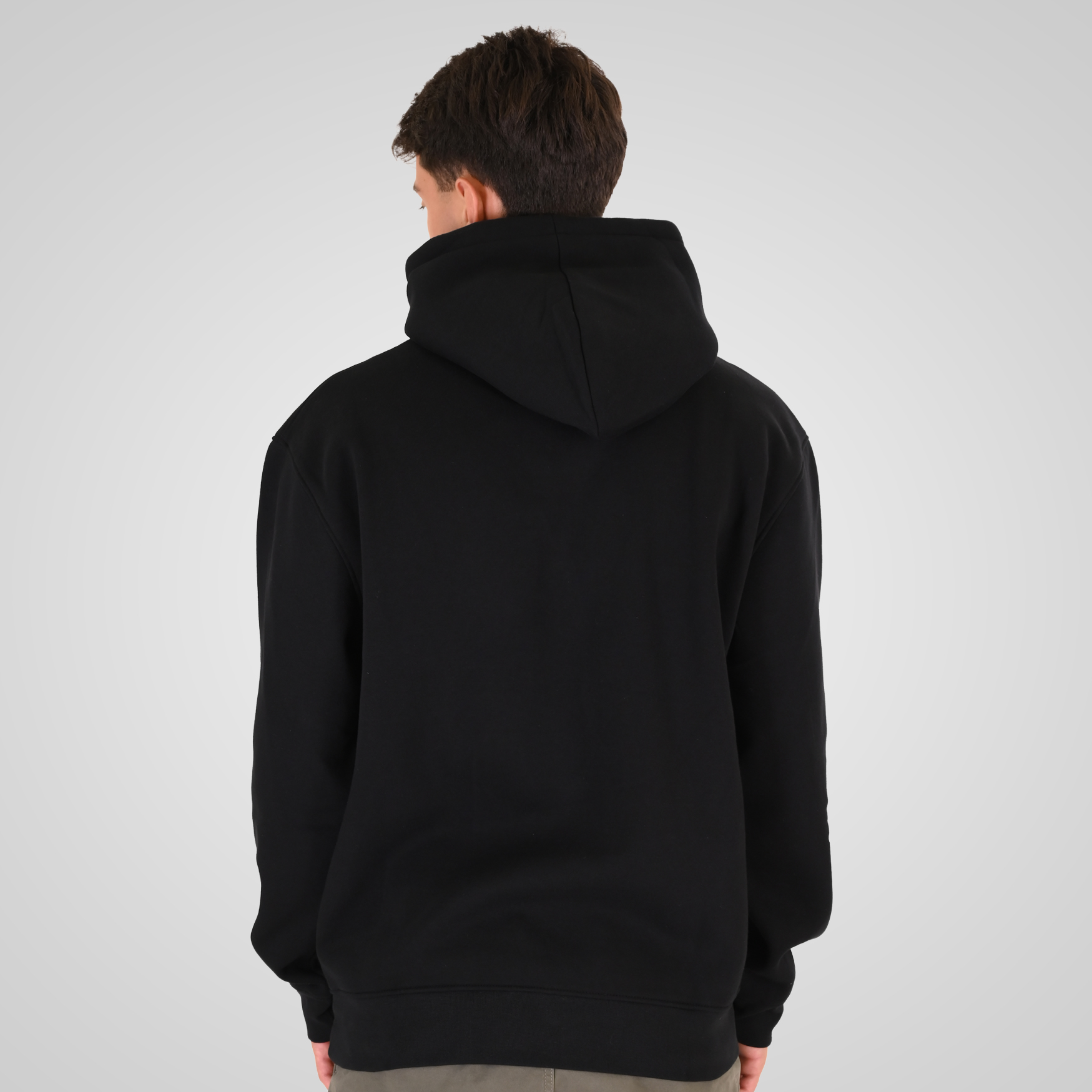 262RTOP-1107 HOODIE WITH SINGLE PRESSED PRINT (RELAXED FIT) (BRUSHED FLEECE) BLACK - Image 4