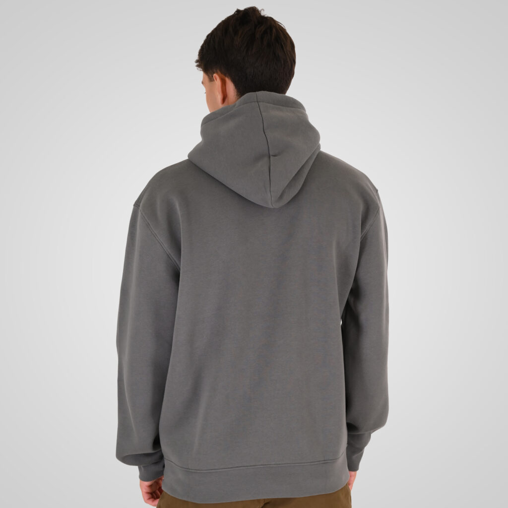 262RTOP-1107 HOODIE WITH SINGLE PRESSED PRINT (RELAXED FIT) (BRUSHED FLEECE) CLOUDY GREY