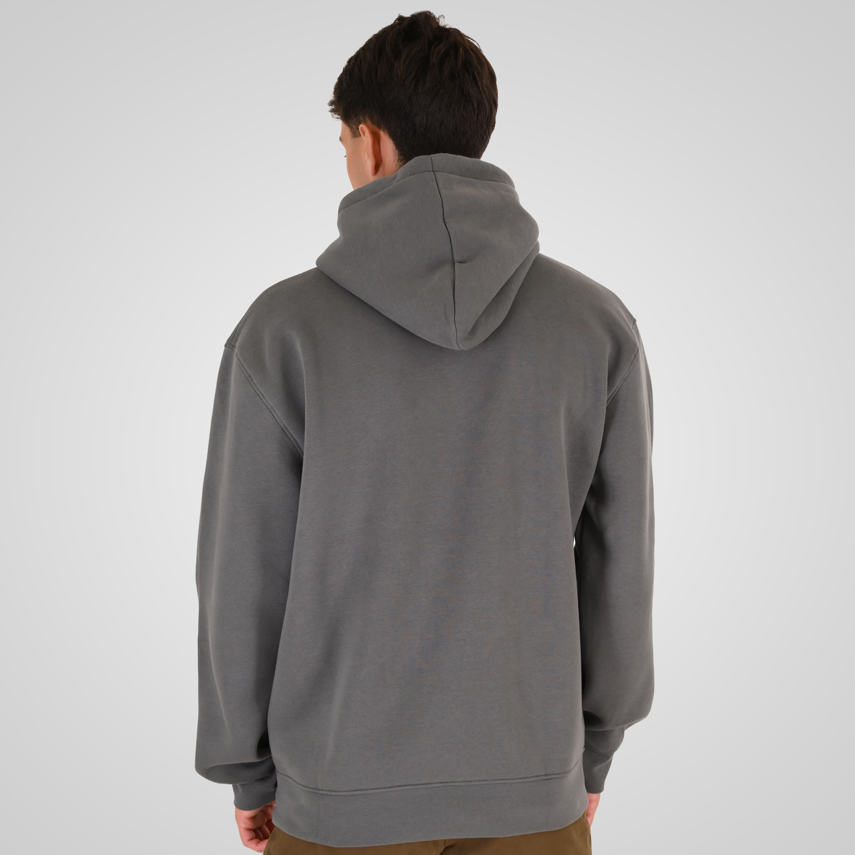 262RTOP-1107 HOODIE WITH SINGLE PRESSED PRINT (RELAXED FIT) (BRUSHED FLEECE) CLOUDY GREY - Image 4