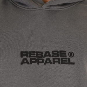 262RTOP-1107 HOODIE WITH SINGLE PRESSED PRINT (RELAXED FIT) (BRUSHED FLEECE) CLOUDY GREY - Image 5