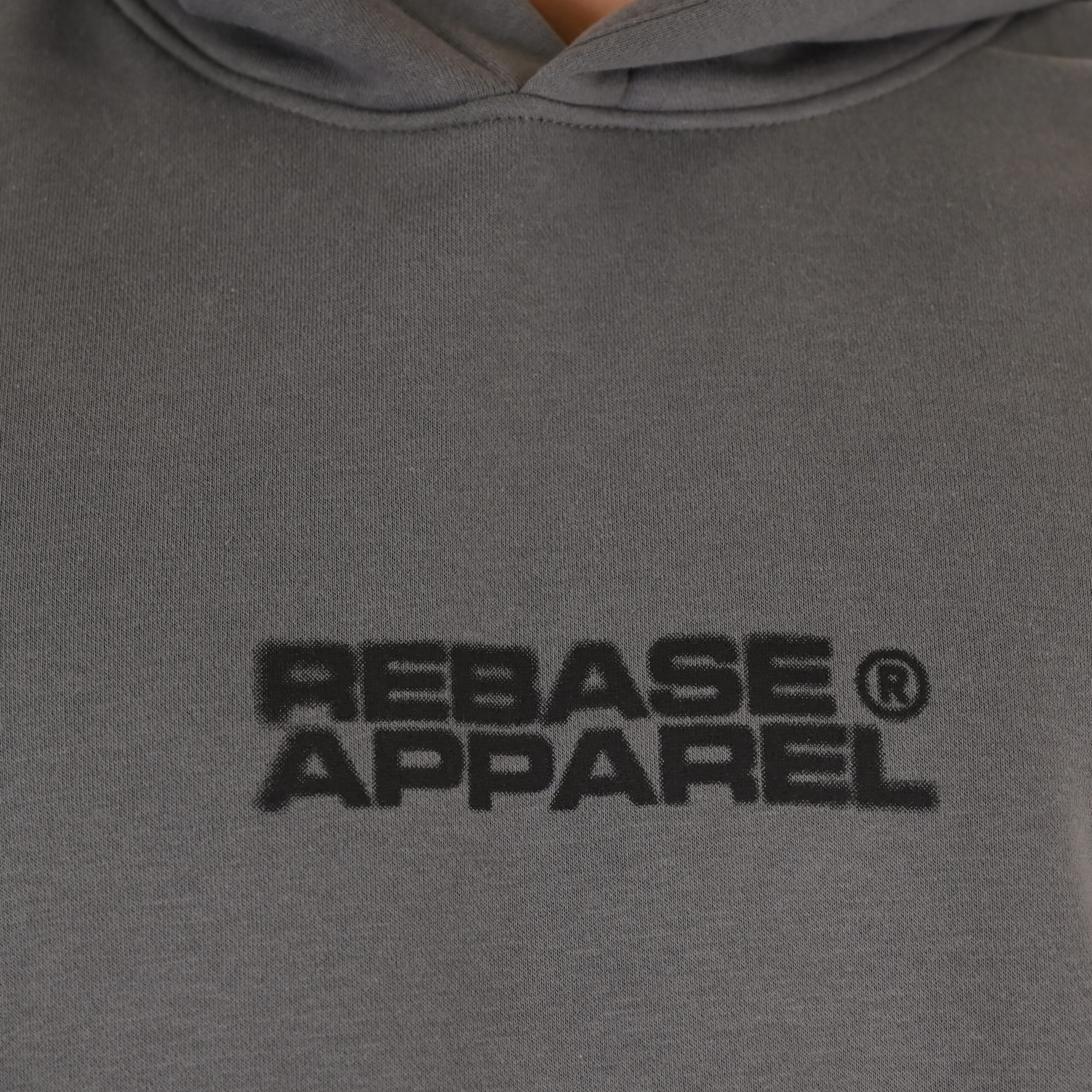 262RTOP-1107 HOODIE WITH SINGLE PRESSED PRINT (RELAXED FIT) (BRUSHED FLEECE) CLOUDY GREY - Image 5