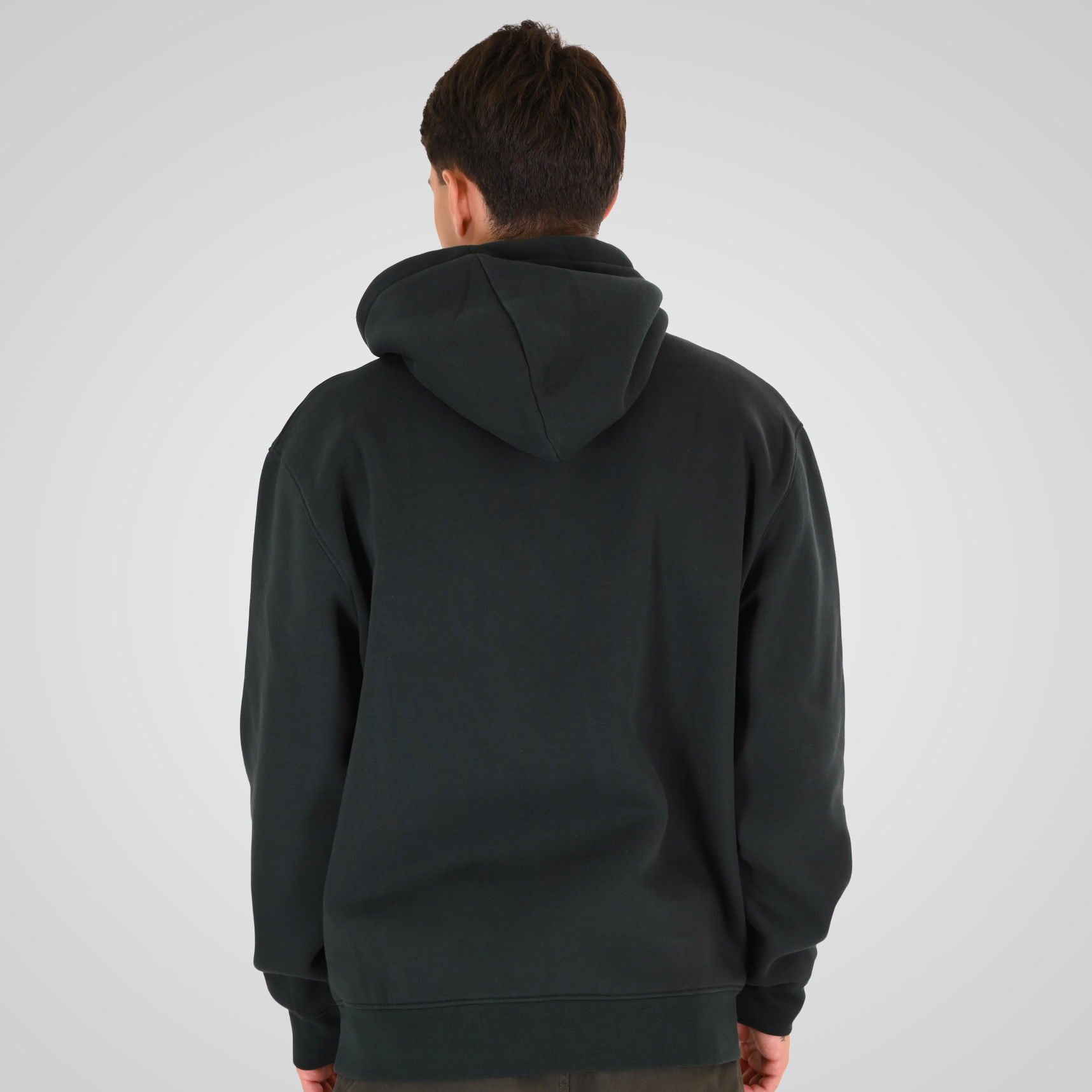 262RTOP-1107 HOODIE WITH SINGLE PRESSED PRINT (RELAXED FIT) (BRUSHED FLEECE) FOREST GREEN - Image 4