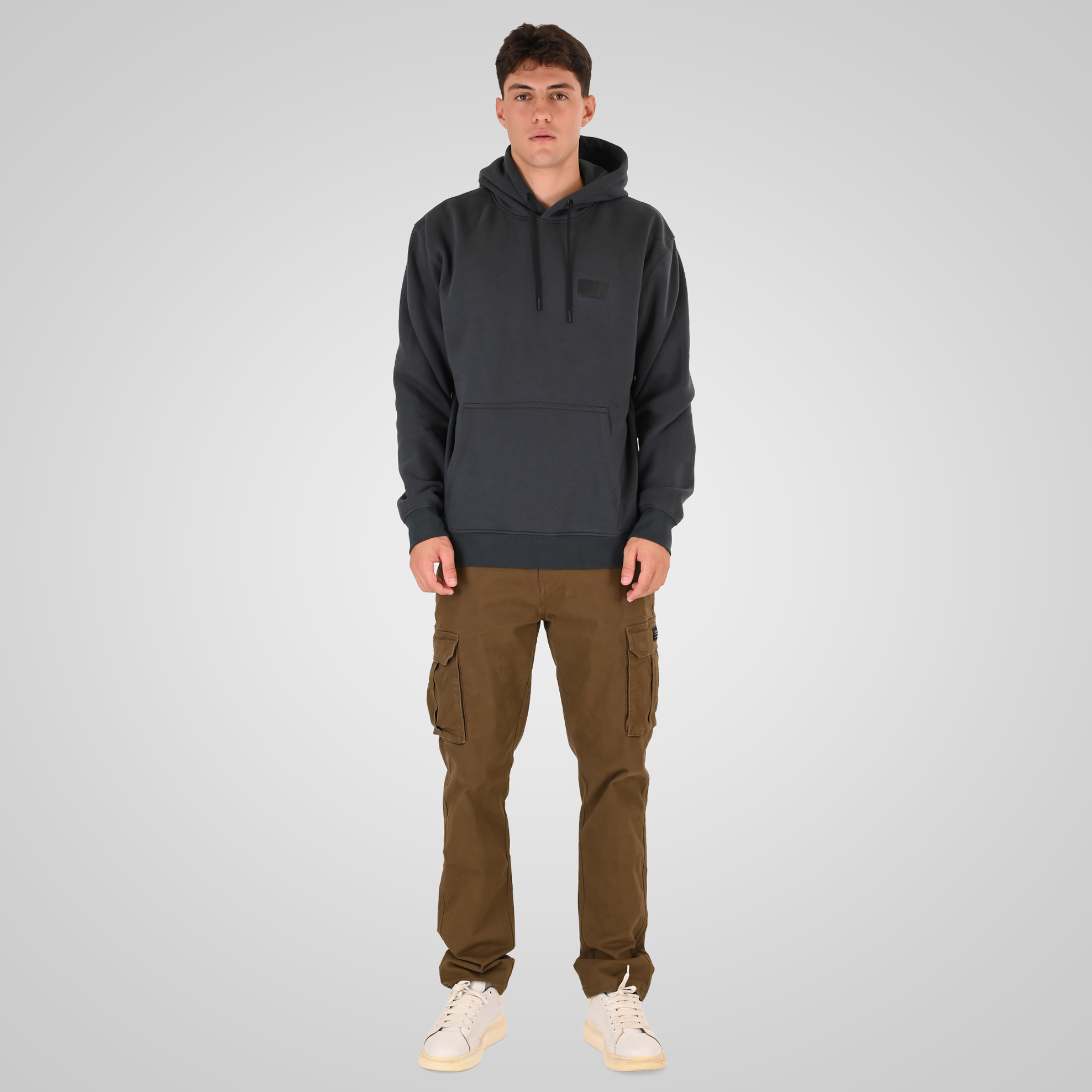 262RTOP-1110 HOODIE FRONT - BACK PRINTED WITH HIGH DENSITY PRINT (RELAXED FIT) (BRUSHED FLEECE) ANTHRACITE - Image 2