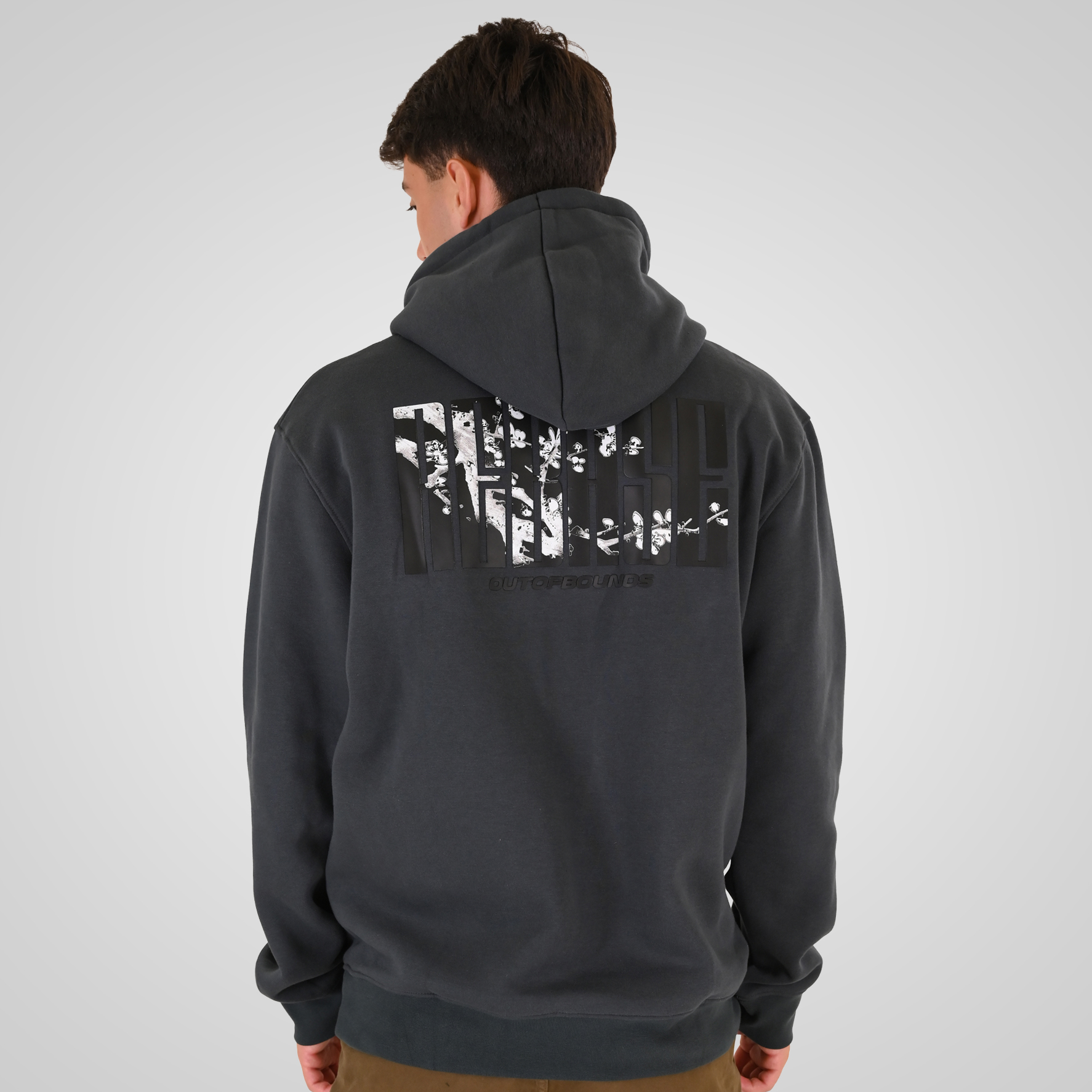262RTOP-1110 HOODIE FRONT - BACK PRINTED WITH HIGH DENSITY PRINT (RELAXED FIT) (BRUSHED FLEECE) ANTHRACITE - Image 4