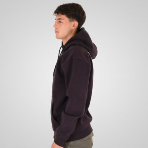 262RTOP-1110 HOODIE FRONT - BACK PRINTED WITH HIGH DENSITY PRINT (RELAXED FIT) (BRUSHED FLEECE) AUBERGINE - Image 3