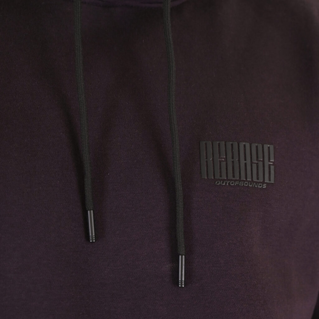 262RTOP-1110 HOODIE FRONT - BACK PRINTED WITH HIGH DENSITY PRINT (RELAXED FIT) (BRUSHED FLEECE) AUBERGINE