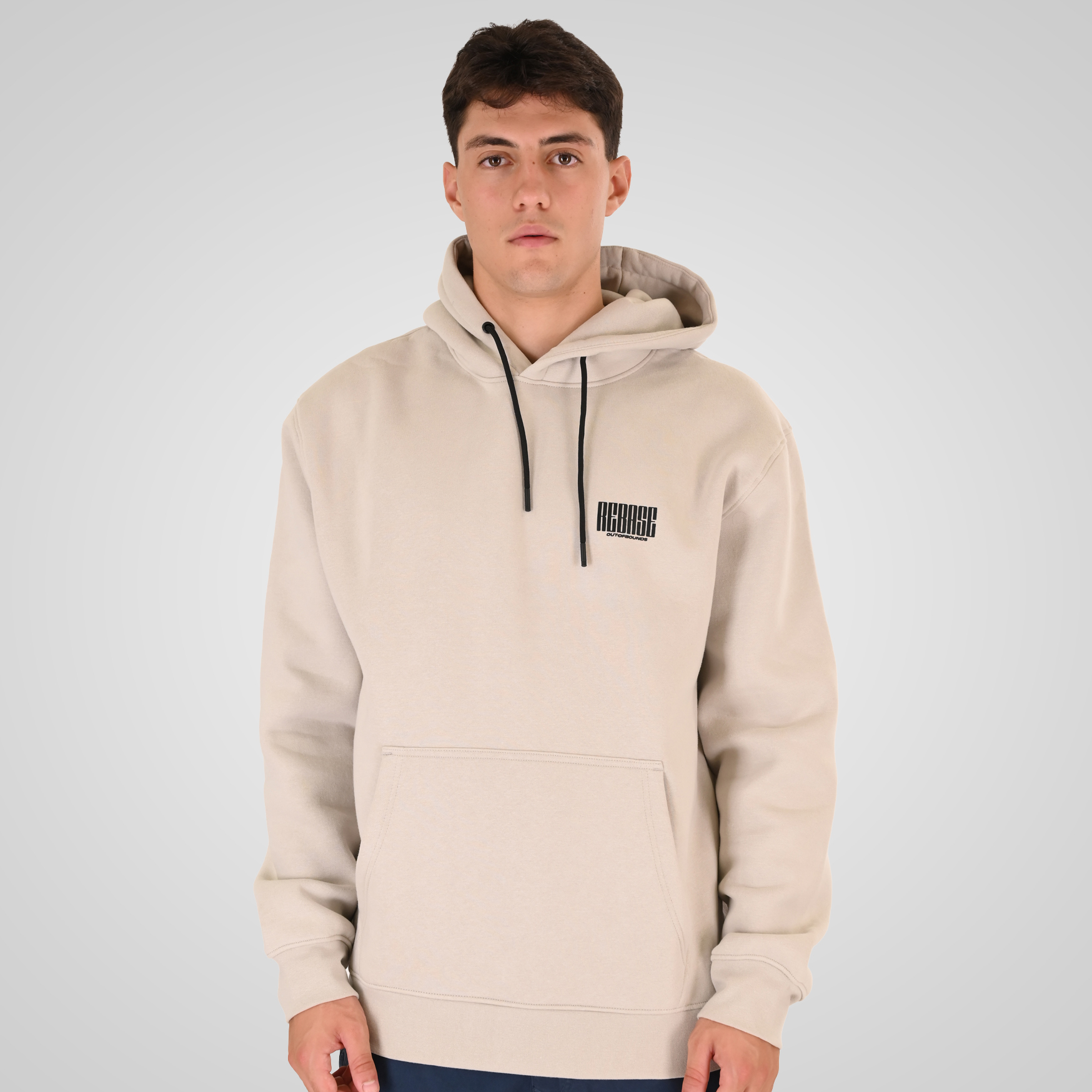 262RTOP-1110 HOODIE FRONT - BACK PRINTED WITH HIGH DENSITY PRINT (RELAXED FIT) (BRUSHED FLEECE) ICE - Image 1