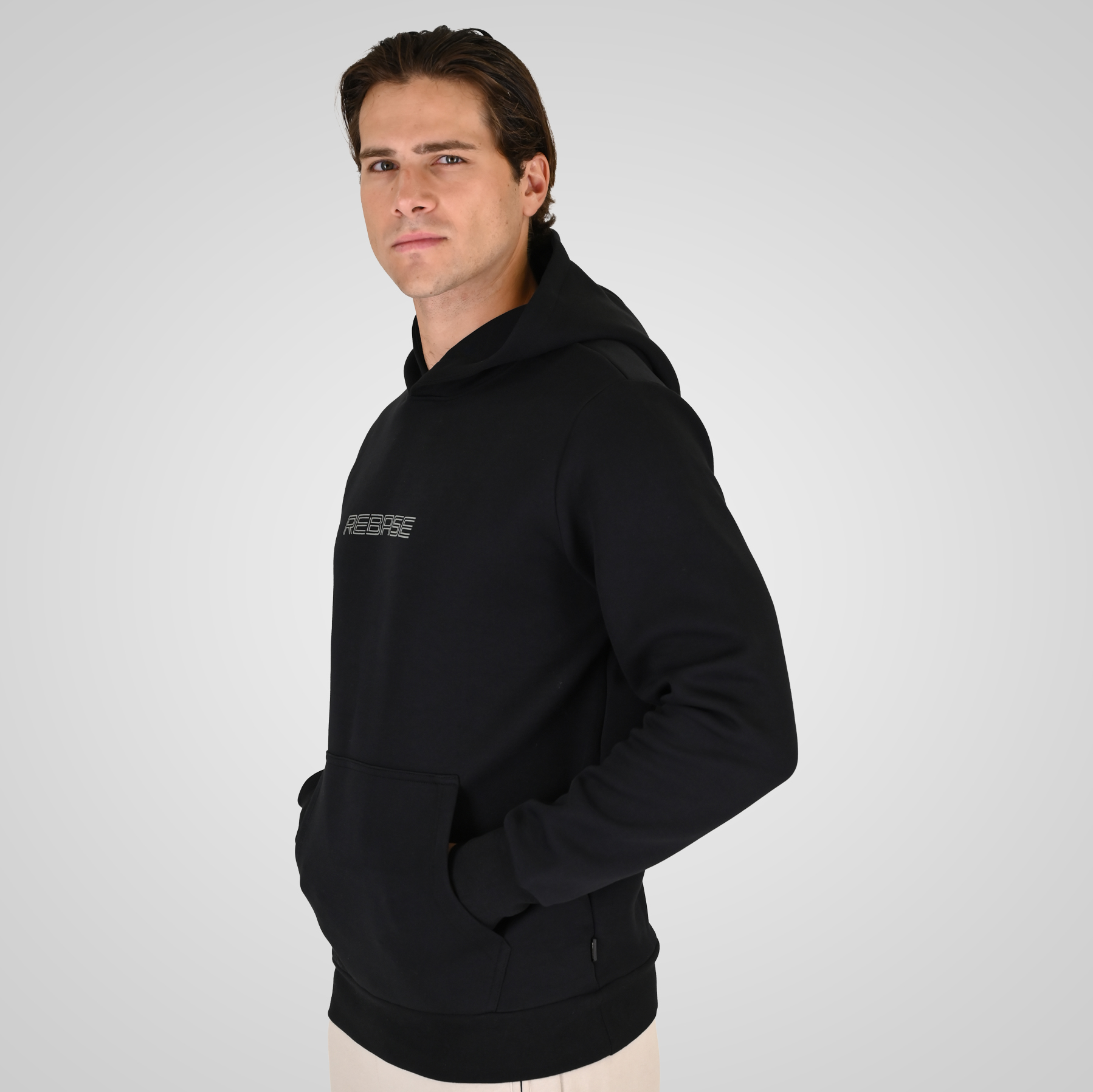 262RTOP-1111 HOODIE WITH HIGH DENSITY PRINT (INTERLOCK) BLACK - Image 3