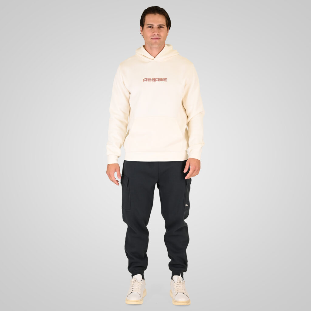 262RTOP-1111 HOODIE WITH HIGH DENSITY PRINT (INTERLOCK) POLAR WHITE