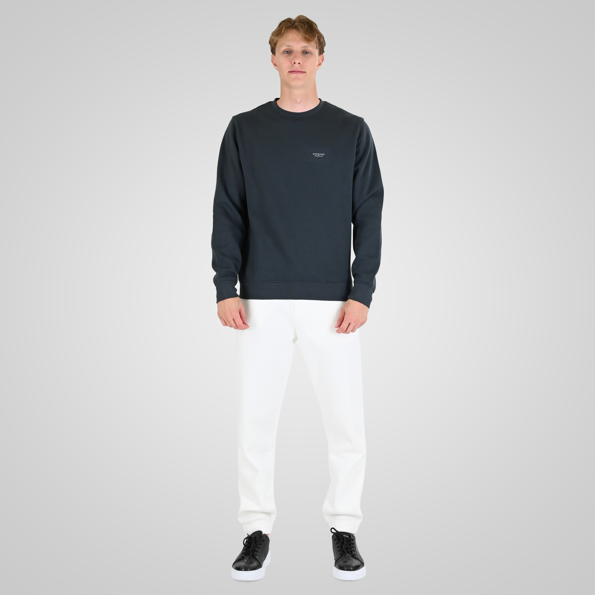 262RTOP-1113 CREWNECK TOP WITH HIGH DENSITY PRINT (BRUSHED FLEECE) ANTHRACITE - Image 2