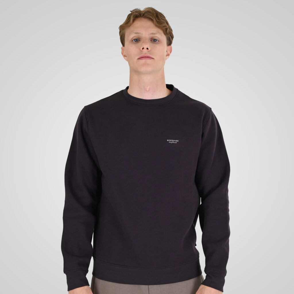 262RTOP-1113 CREWNECK TOP WITH HIGH DENSITY PRINT (BRUSHED FLEECE) AUBERGINE