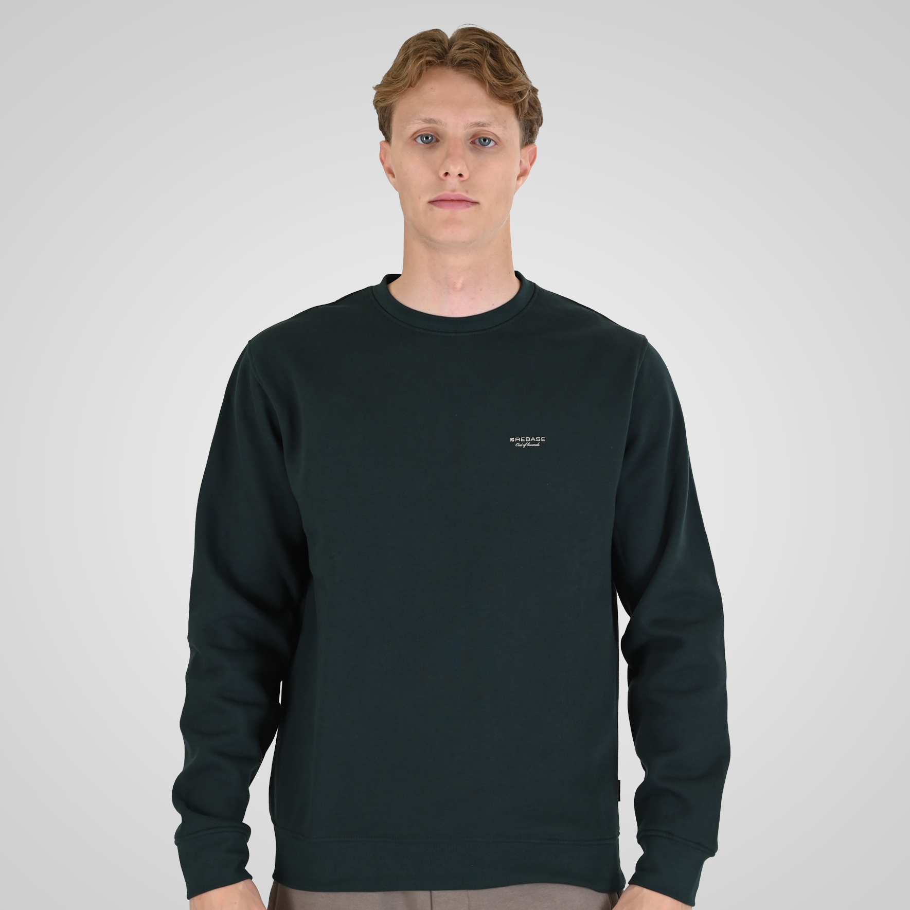 262RTOP-1113 CREWNECK TOP WITH HIGH DENSITY PRINT (BRUSHED FLEECE) FOREST GREEN - Image 1