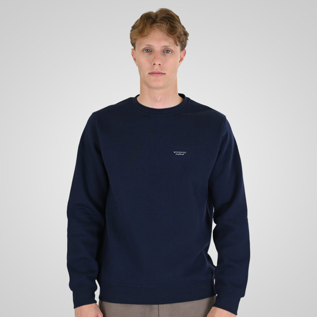 262RTOP-1113 CREWNECK TOP WITH HIGH DENSITY PRINT (BRUSHED FLEECE) NAVY