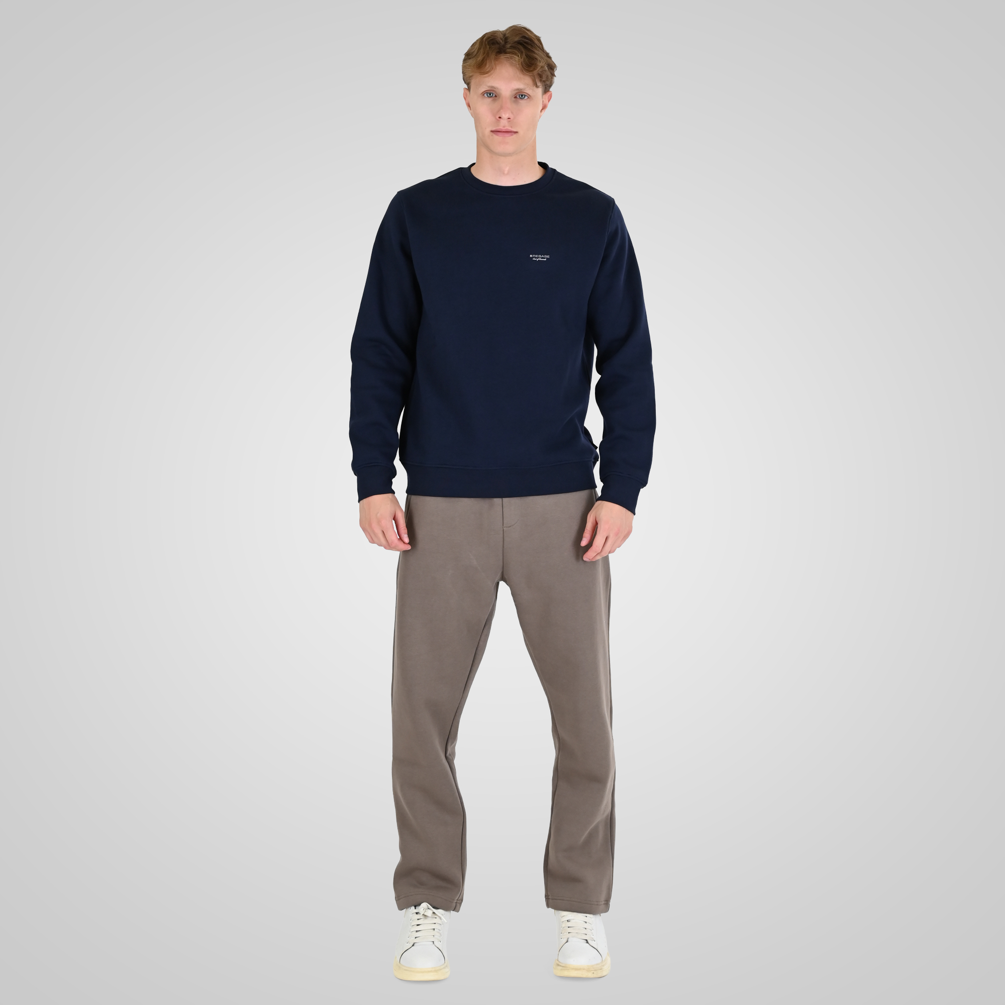 262RTOP-1113 CREWNECK TOP WITH HIGH DENSITY PRINT (BRUSHED FLEECE) NAVY - Image 2