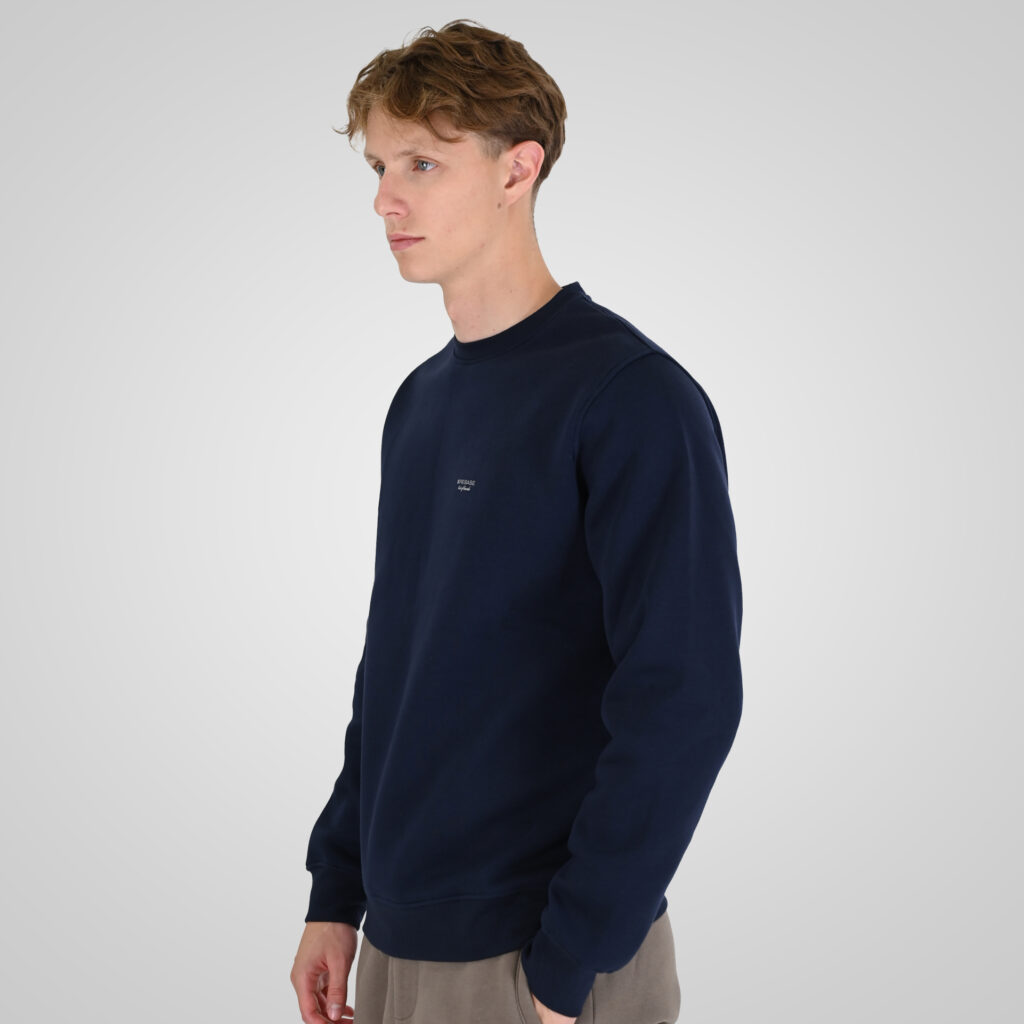 262RTOP-1113 CREWNECK TOP WITH HIGH DENSITY PRINT (BRUSHED FLEECE) NAVY