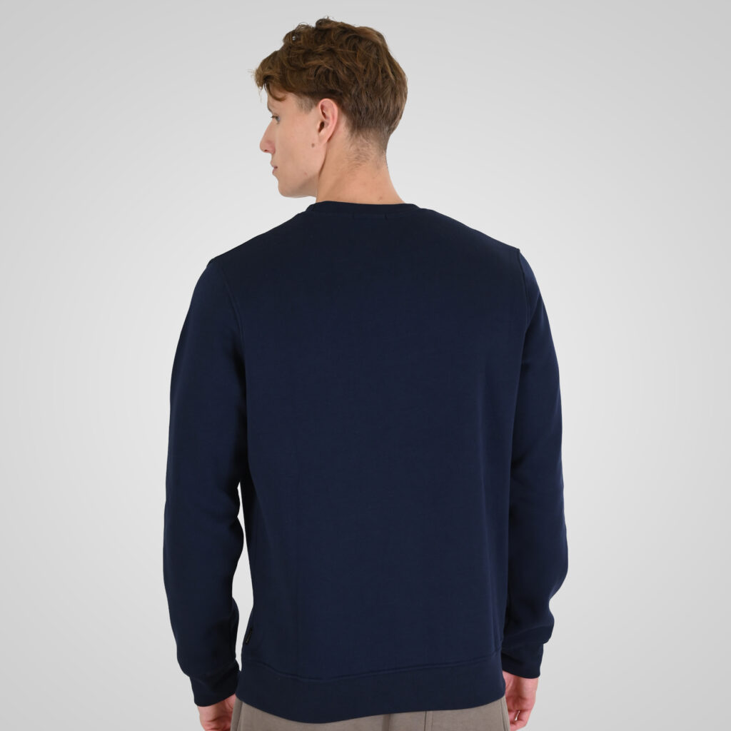 262RTOP-1113 CREWNECK TOP WITH HIGH DENSITY PRINT (BRUSHED FLEECE) NAVY