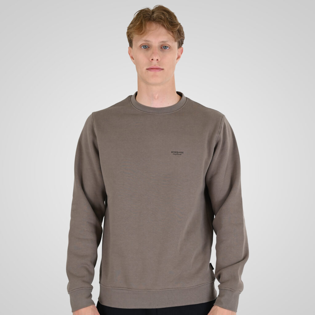 262RTOP-1113 CREWNECK TOP WITH HIGH DENSITY PRINT (BRUSHED FLEECE) TAUPE