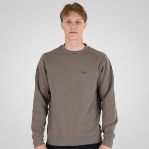 262RTOP-1113 CREWNECK TOP WITH HIGH DENSITY PRINT (BRUSHED FLEECE) TAUPE