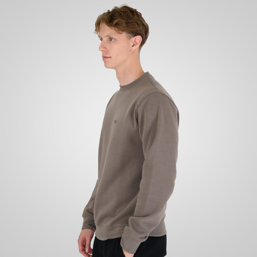 262RTOP-1113 CREWNECK TOP WITH HIGH DENSITY PRINT (BRUSHED FLEECE) TAUPE