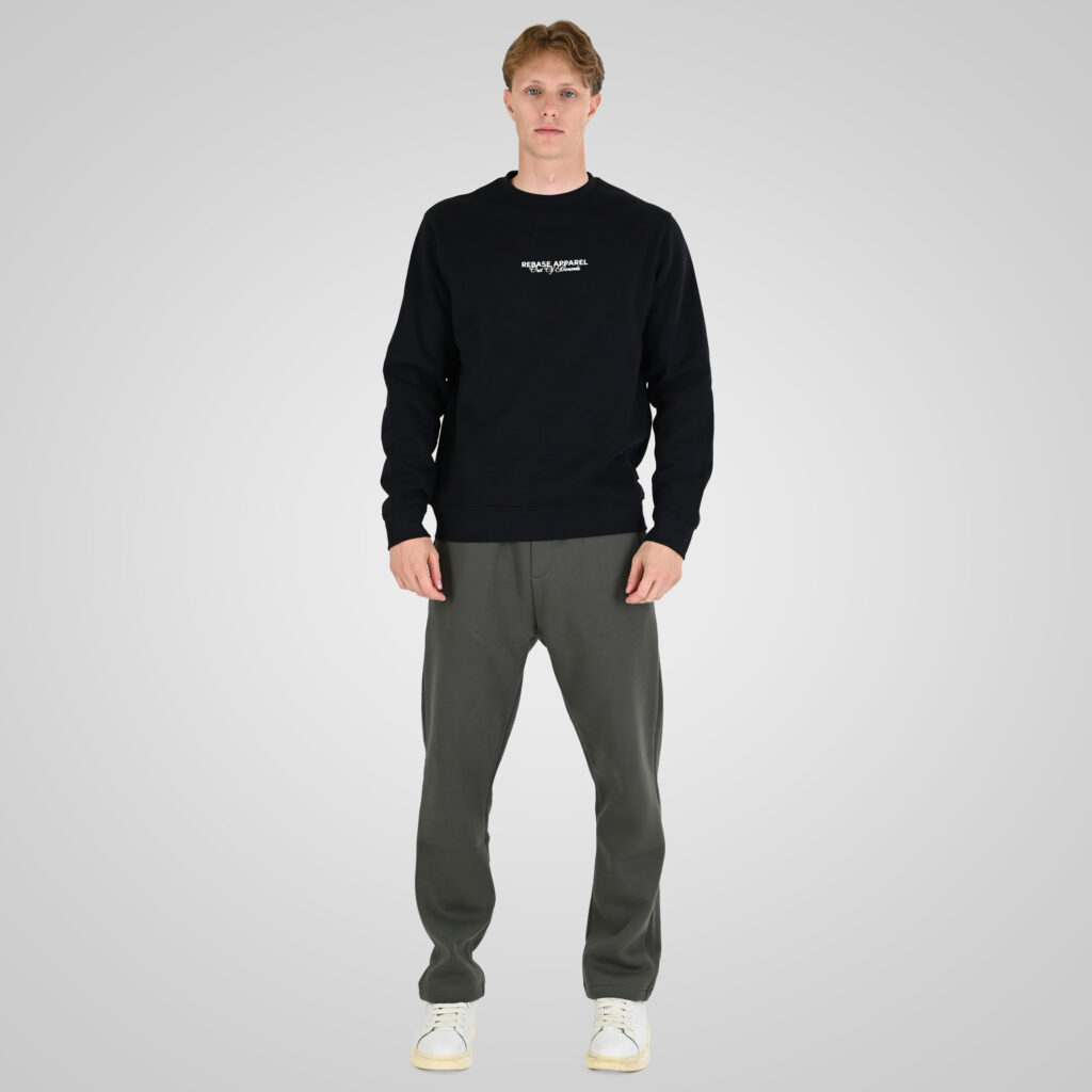 262RTOP-1114 CREWNECK TOP WITH HIGH DENSITY (BRUSHED FLEECE) BLACK