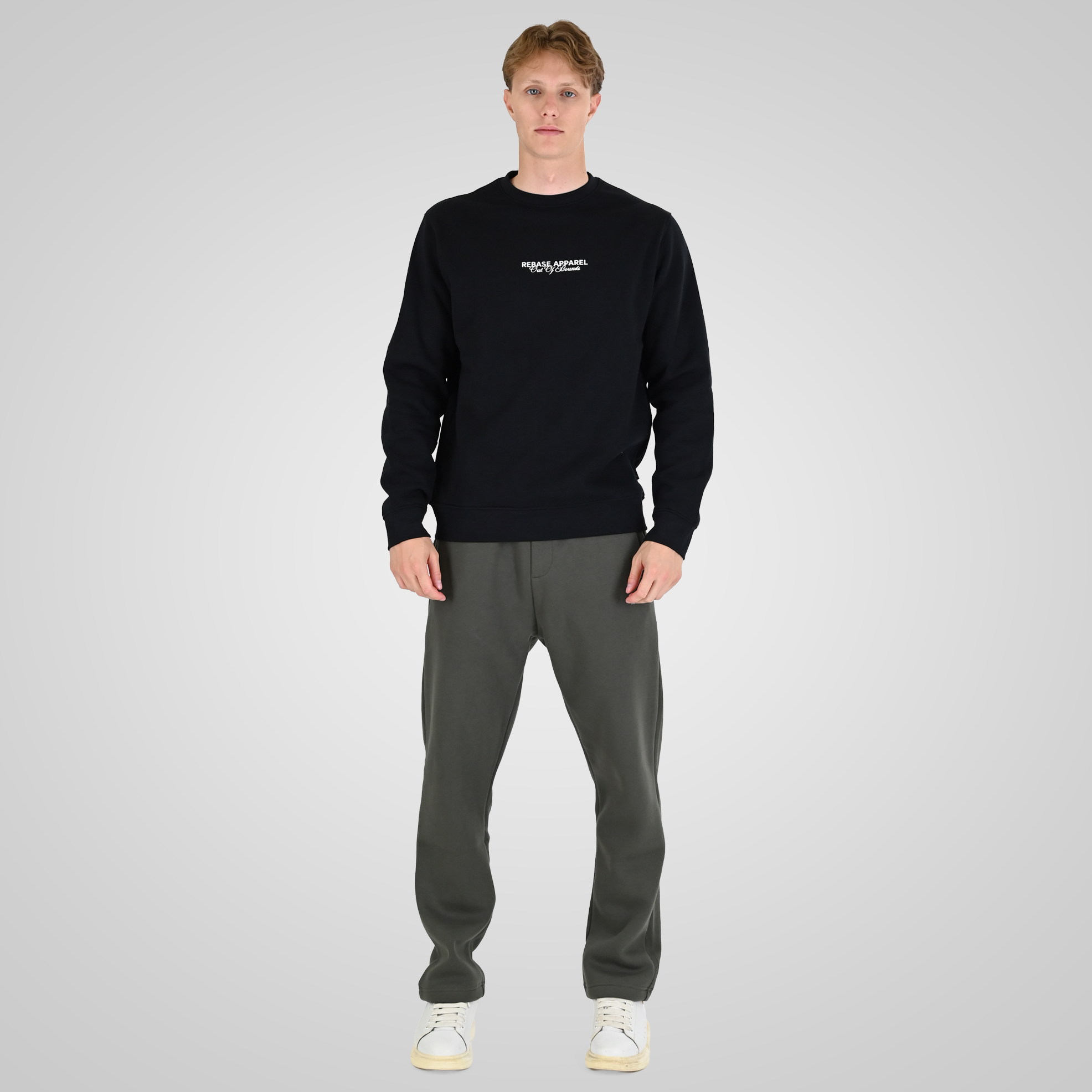 262RTOP-1114 CREWNECK TOP WITH HIGH DENSITY (BRUSHED FLEECE) BLACK - Image 2