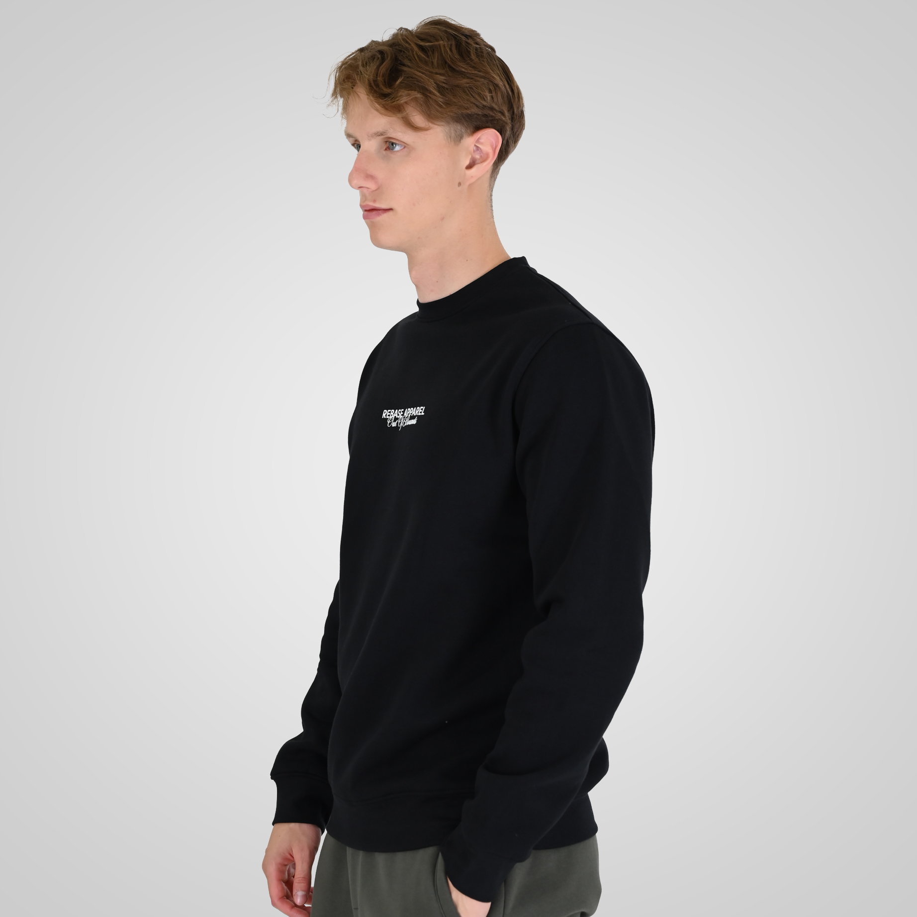 262RTOP-1114 CREWNECK TOP WITH HIGH DENSITY (BRUSHED FLEECE) BLACK - Image 3