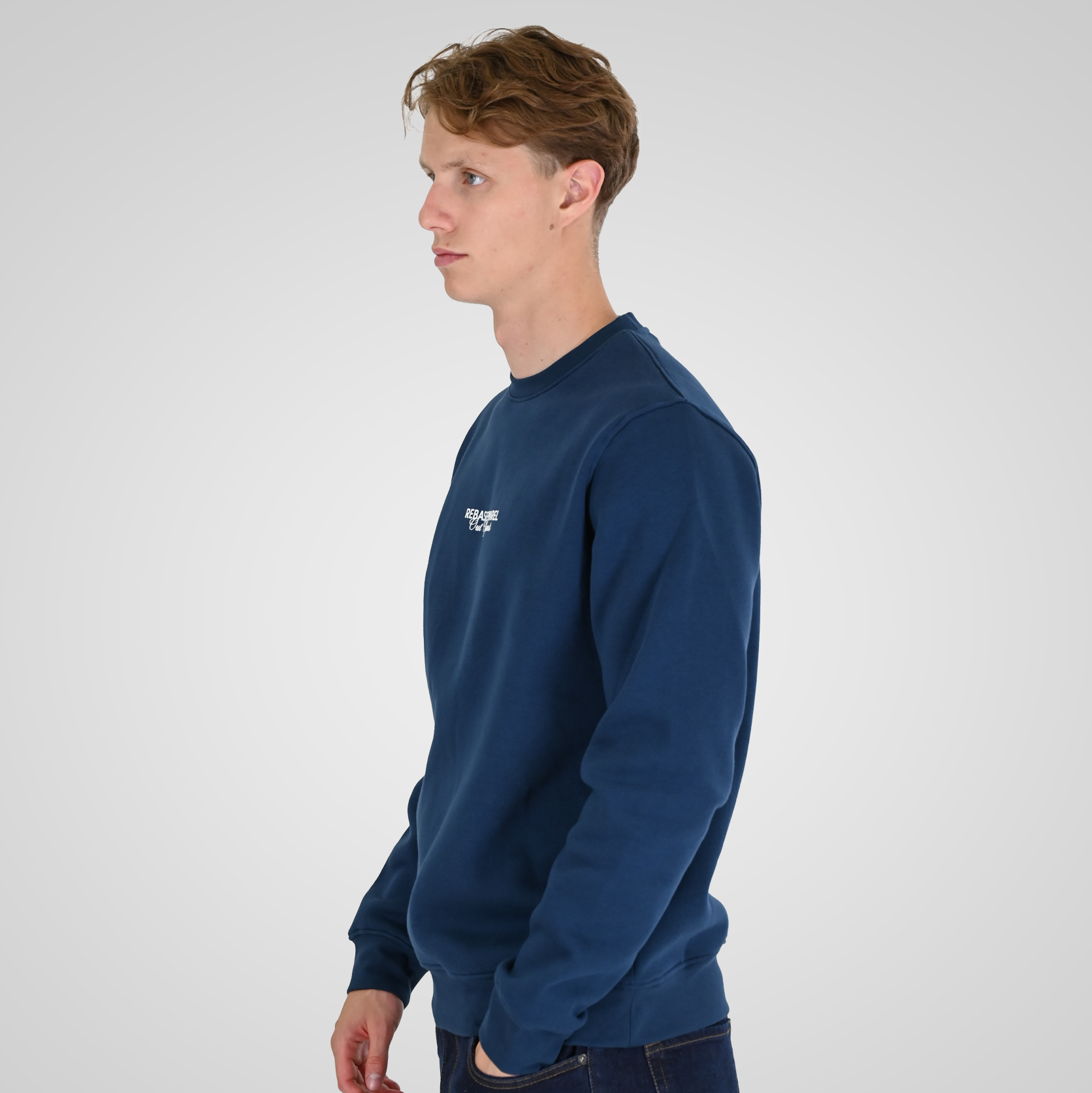 262RTOP-1114 CREWNECK TOP WITH HIGH DENSITY (BRUSHED FLEECE) INDIGO - Image 3