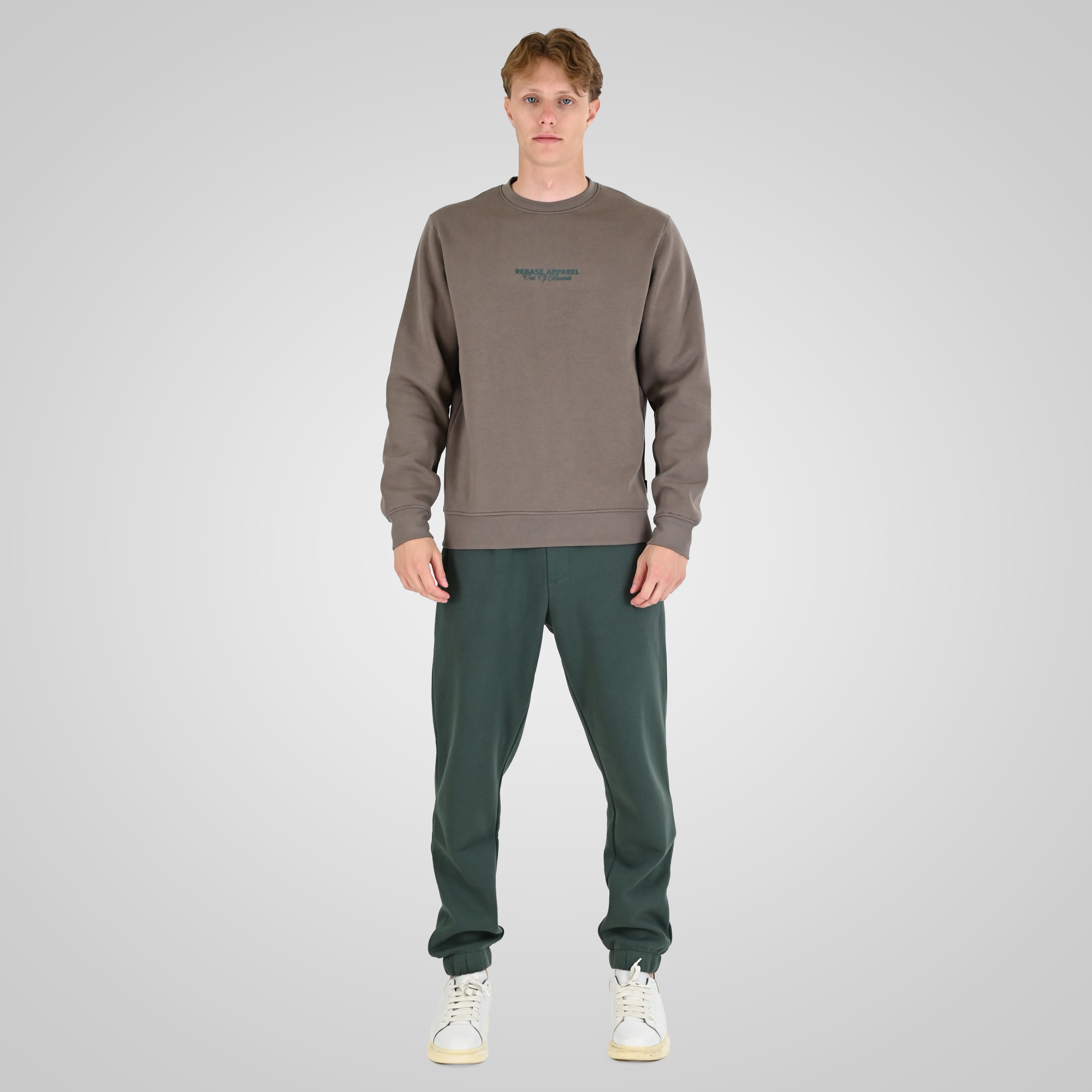 262RTOP-1114 CREWNECK TOP WITH HIGH DENSITY (BRUSHED FLEECE) TAUPE - Image 2