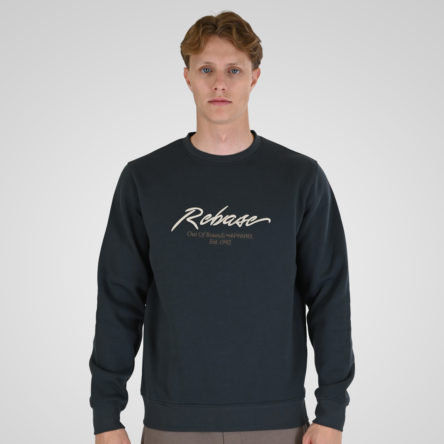 262RTOP-1115 CREWNECK TOP WITH 3D EMBROIDERY AND DENSE EMBROIDERY (BRUSHED FLEECE) ANTHRACITE - Image 1