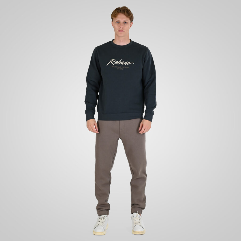 262RTOP-1115 CREWNECK TOP WITH 3D EMBROIDERY AND DENSE EMBROIDERY (BRUSHED FLEECE) ANTHRACITE