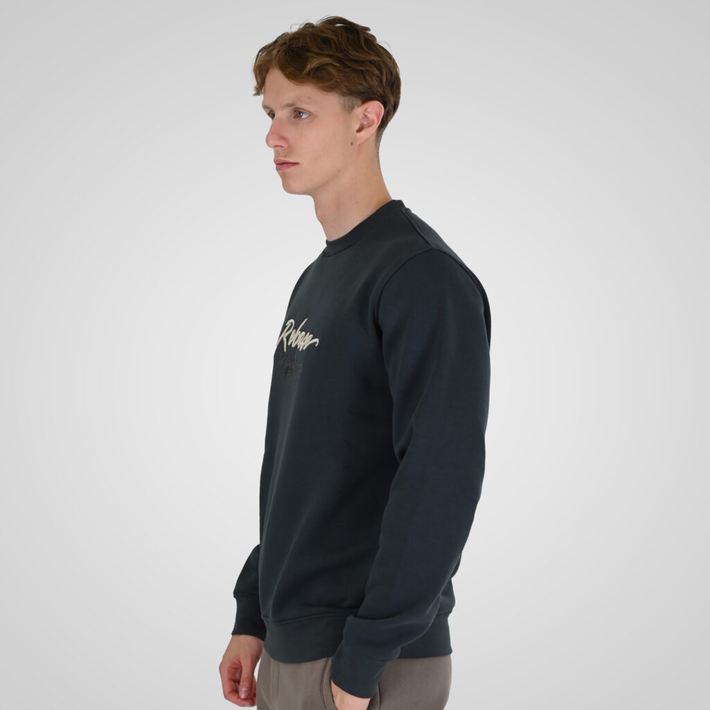 262RTOP-1115 CREWNECK TOP WITH 3D EMBROIDERY AND DENSE EMBROIDERY (BRUSHED FLEECE) ANTHRACITE