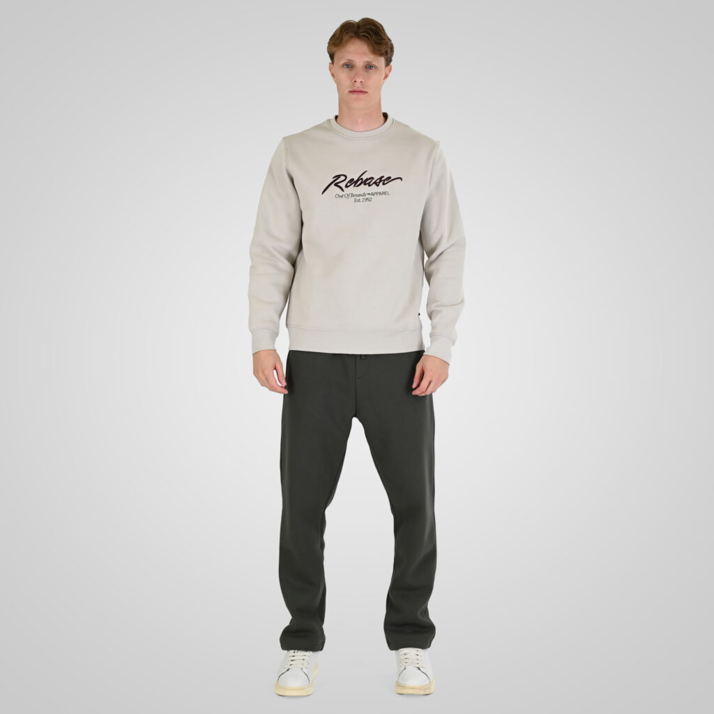 262RTOP-1115 CREWNECK TOP WITH 3D EMBROIDERY AND DENSE EMBROIDERY (BRUSHED FLEECE) ICE