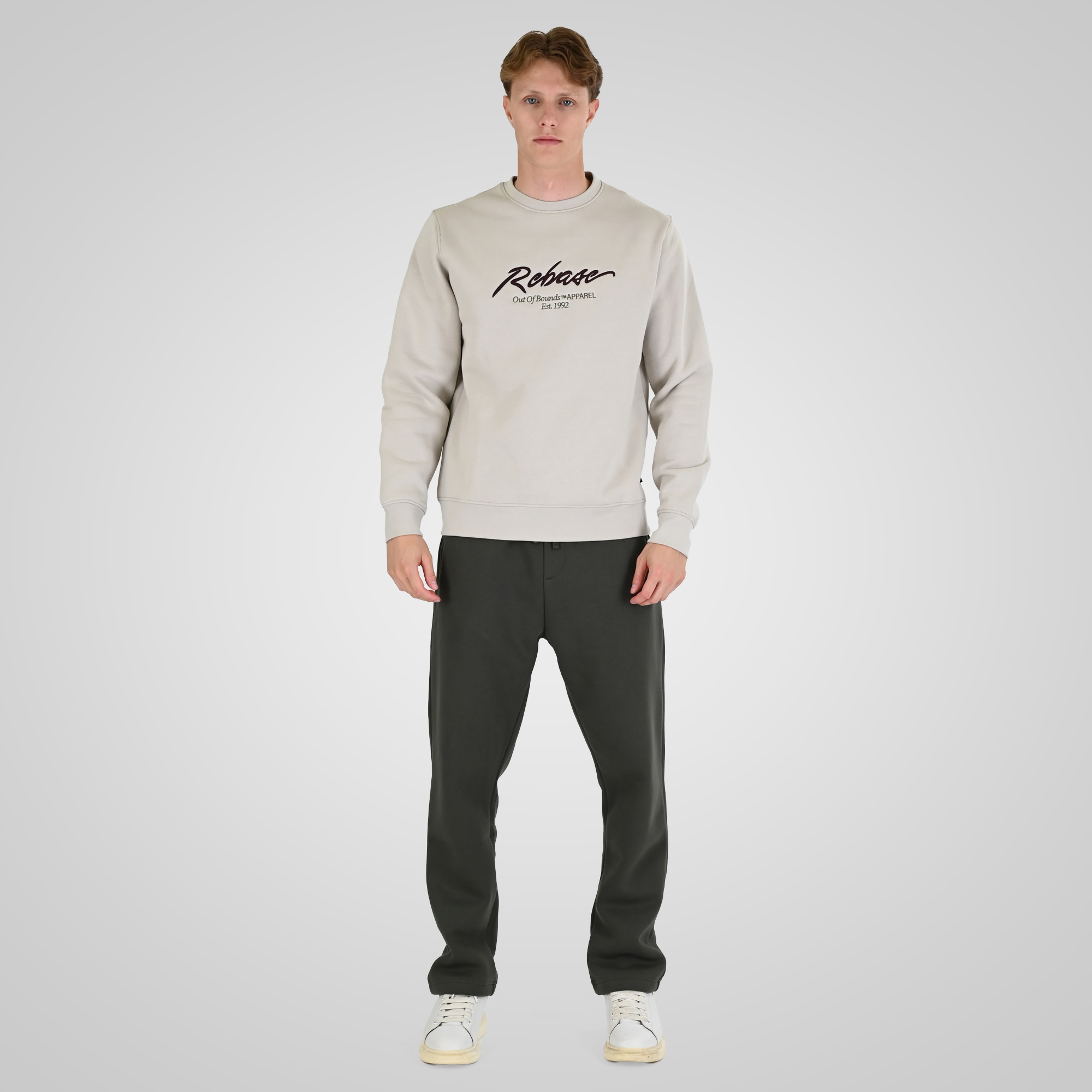 262RTOP-1115 CREWNECK TOP WITH 3D EMBROIDERY AND DENSE EMBROIDERY (BRUSHED FLEECE) ICE - Image 2