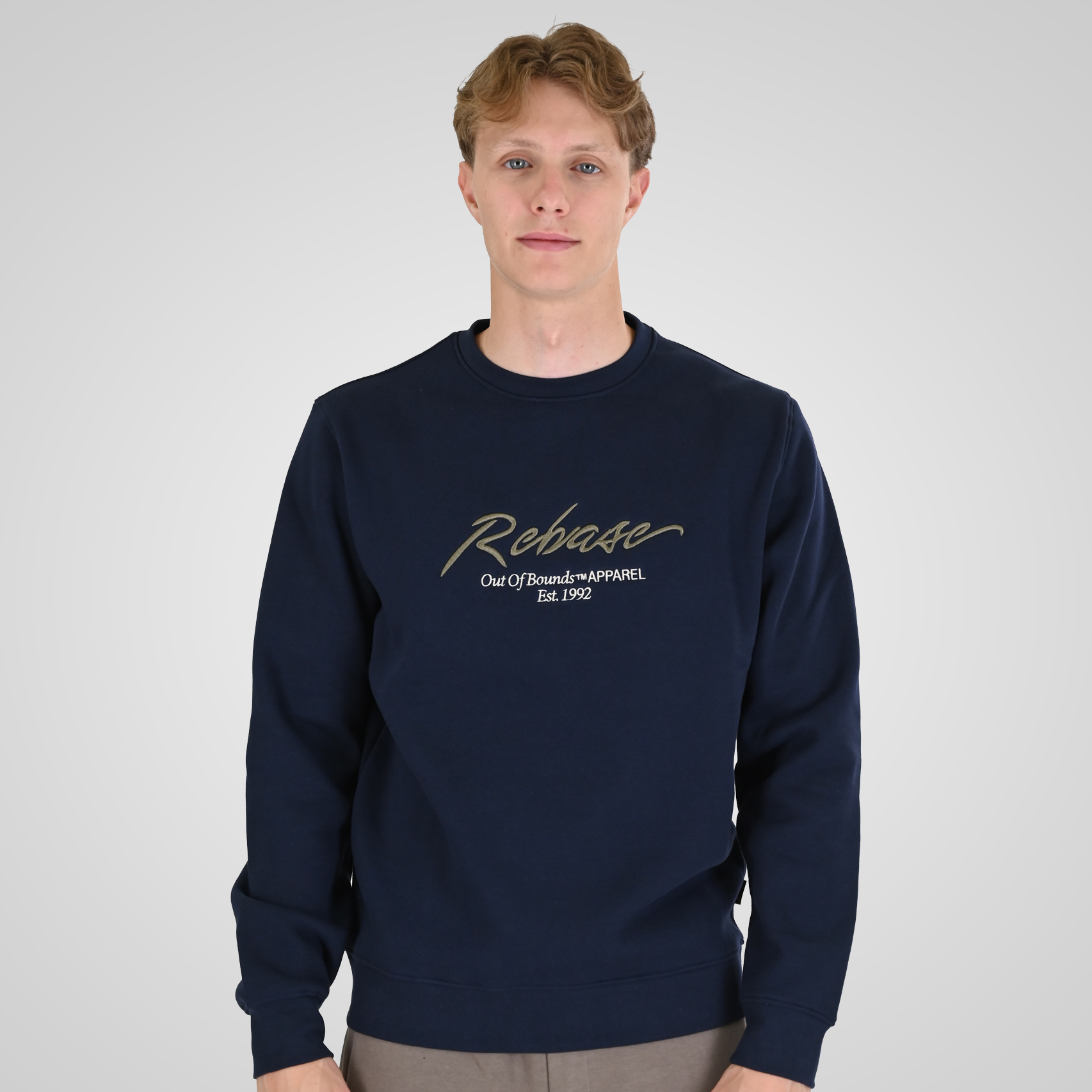 262RTOP-1115 CREWNECK TOP WITH 3D EMBROIDERY AND DENSE EMBROIDERY (BRUSHED FLEECE) NAVY - Image 1