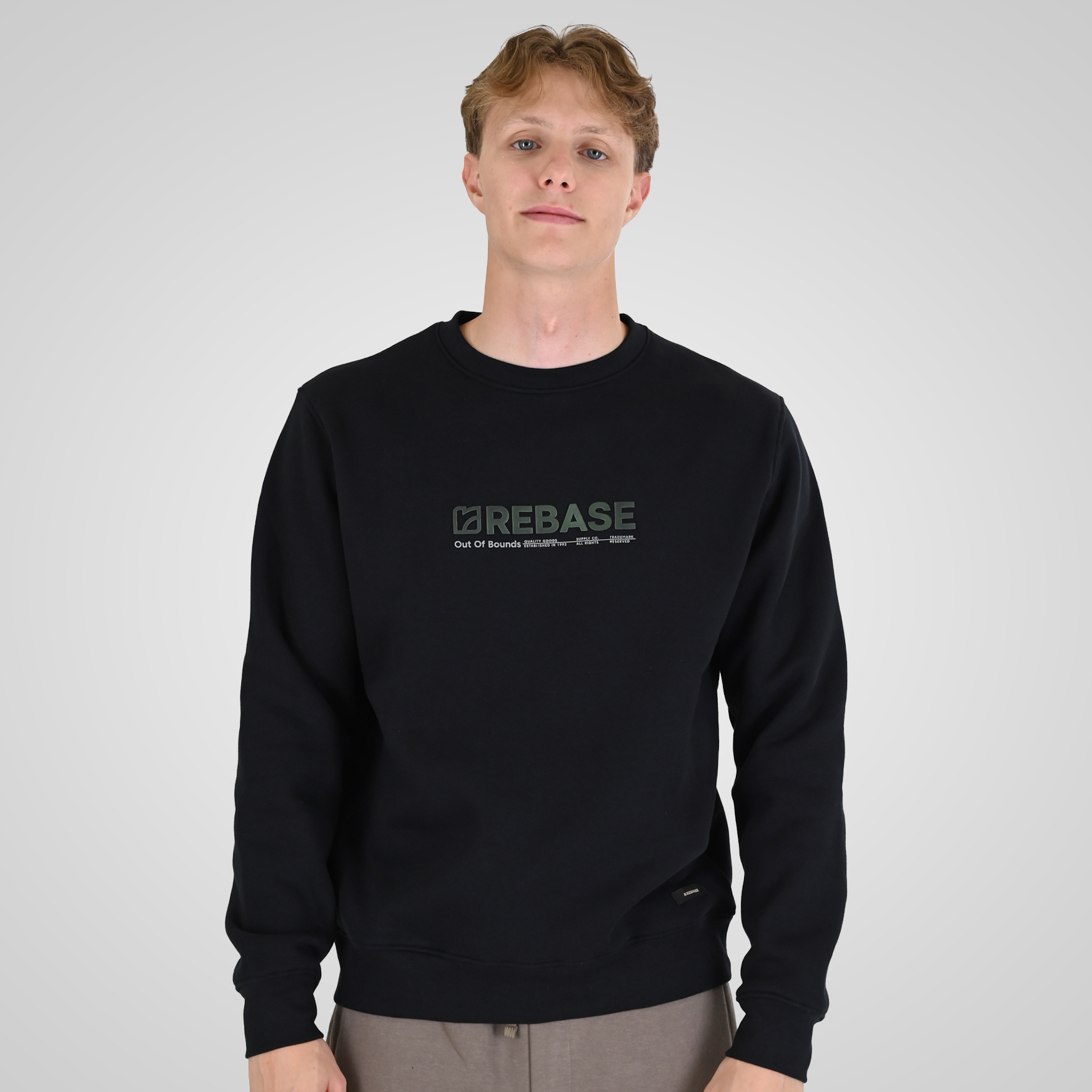 262RTOP-1116 CREWNECK TOP WITH TWO COLORED LAYER HIGH DENSITY PRINT (BRUSHED FLEECE) BLACK - Image 1