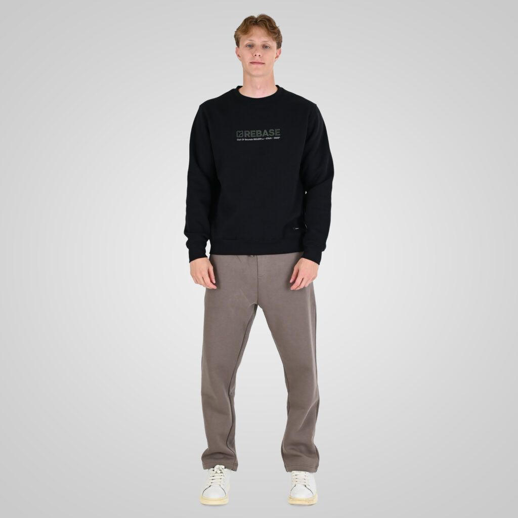 262RTOP-1116 CREWNECK TOP WITH TWO COLORED LAYER HIGH DENSITY PRINT (BRUSHED FLEECE) BLACK