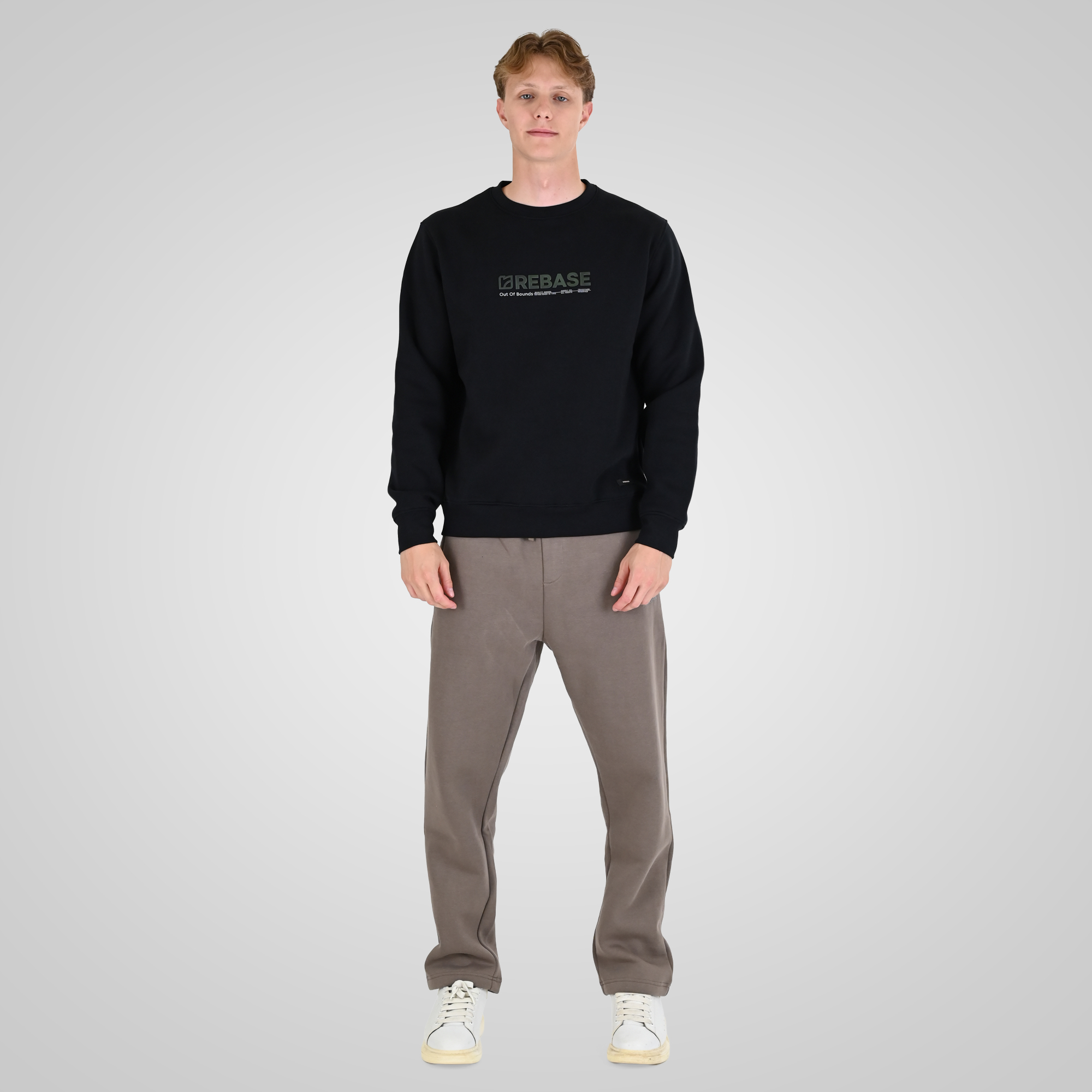 262RTOP-1116 CREWNECK TOP WITH TWO COLORED LAYER HIGH DENSITY PRINT (BRUSHED FLEECE) BLACK - Image 2