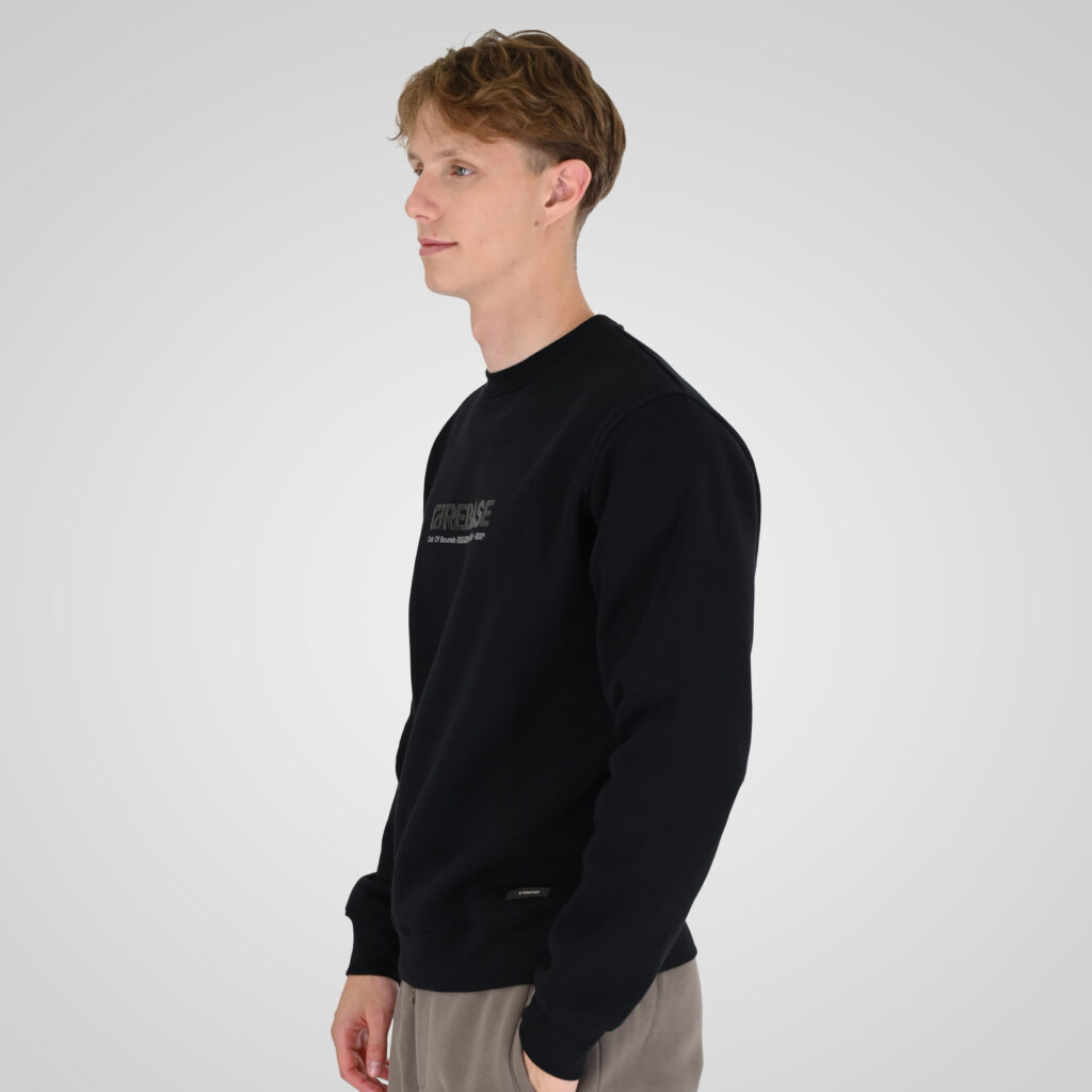 262RTOP-1116 CREWNECK TOP WITH TWO COLORED LAYER HIGH DENSITY PRINT (BRUSHED FLEECE) BLACK